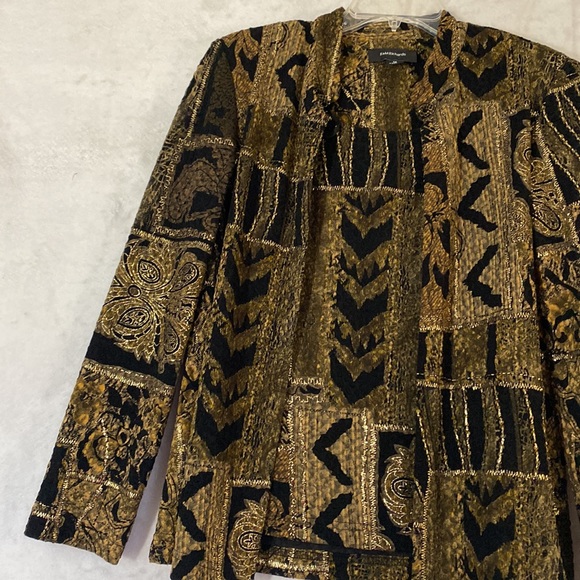 R&M Richards Elegant Black Gold And Tan Twofer Top - Picture 6 of 14